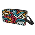 thumbnail image 1 of Uemuo Geometry Pattern Portable Toiletry Bags with Handle, Waterproof travel Make up Bags for Women, Large Capacity Travel Cosmetic Bags, 1 of 9