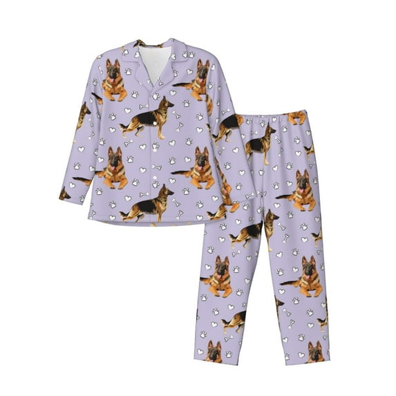 Uemuo German Shepherd Dog Pattern 2-Piece Loungewear Set - Men’s Soft Sleepwear, Cozy Winter PJs, Comfy Sleep Set-XX-Large