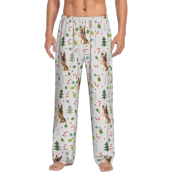 Uemuo German Shepherd Dog Pattern Men's Wide Leg Palazzo Lounge Pants with Pockets Light Weight Loose Comfy Casual Pajama Pants-XX-Large