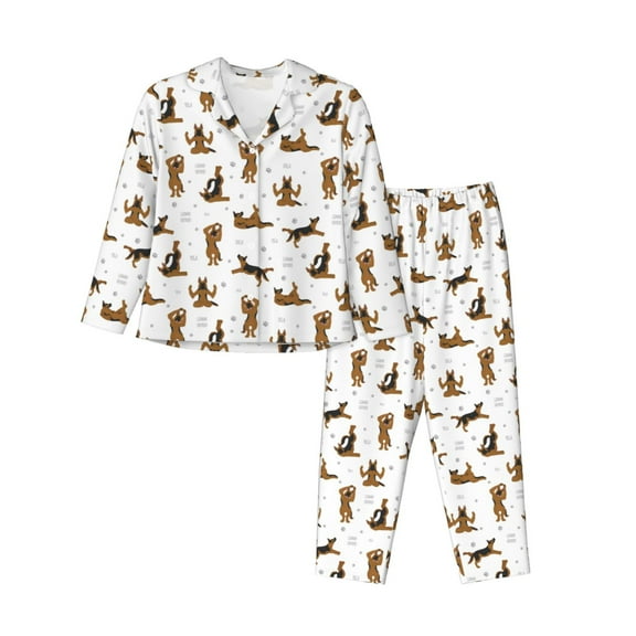 Uemuo German Shepherd Dog Pattern Womens Pajama Sets,PJ Set for Women,Pajamas for Women Logo,Long Sleeve Pajama Set for Women,Soft Long Sleeve Top With Pants-Large