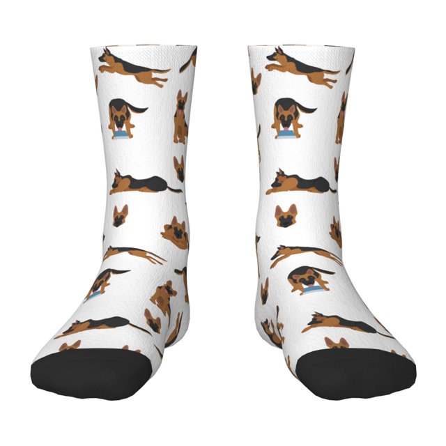 Uemuo German Shepherd Dog Printed Kids Boys Socks Seamless Crew Socks