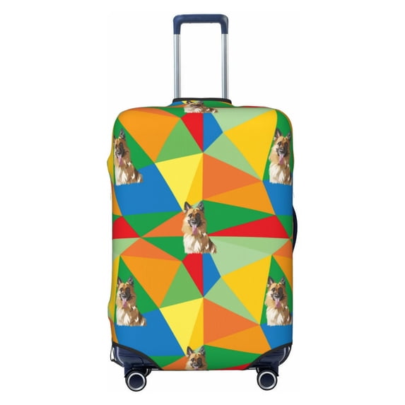 Uemuo German Shepherd Dog Printed Washable Luggage Cover - Fashion Suitcase Protector Fits 18-32 Inch Luggage -Large
