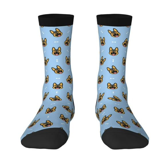 Uemuo German Shepherd Puppy Pattern Women's Crew Socks, Soft Durable Breathable Moisture-Wicking with Odor Control Cotton socks