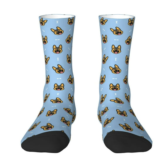 Uemuo German Shepherd Puppy Pattern Women's Crew Socks, Soft Durable Breathable Moisture-Wicking with Odor Control Cotton socks