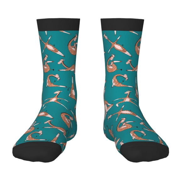 Uemuo Giraffes Doing Various Yoga Printed Kids Boys Socks Seamless Crew Socks Crazy Funny Athletic Sport Socks for Children