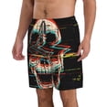 thumbnail image 1 of Uemuo Glitch Screaming Skull Pattern Men's Swim Trunks Hawaiian Beach Bathing Suit Swimsuits Beach Quick-Dry Shorts with Pockets-Small, 1 of 9
