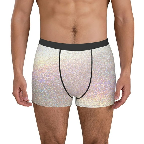 Uemuo Glitter Light Pearl Pattern Men's Boxer Briefs,Trunk Anti-Chafing,Comfortable, Durable, and Stylish Underwear-X-Large