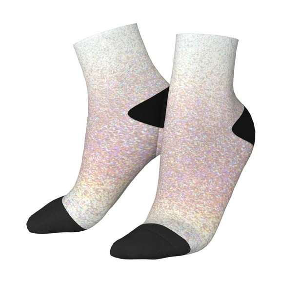 Uemuo Glitter Light Pearl Printed Crew Socks, Moisture-Wicking Socks, Athletic Socks for Men Breathable Cushion Socks Casual Sport Socks for Running Traveling