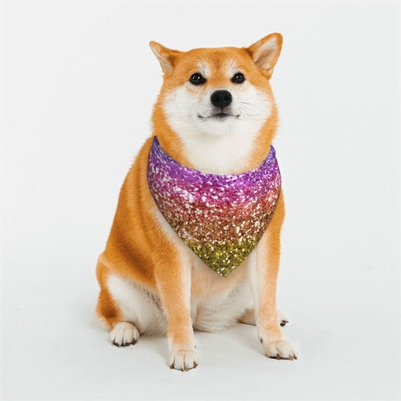 Uemuo Glitter Rainbow Summer Dog Bandanas,Cat Pet scarf,Soft Cotton Puppy Cat Scarfs Washable,Pets Gift-Large
