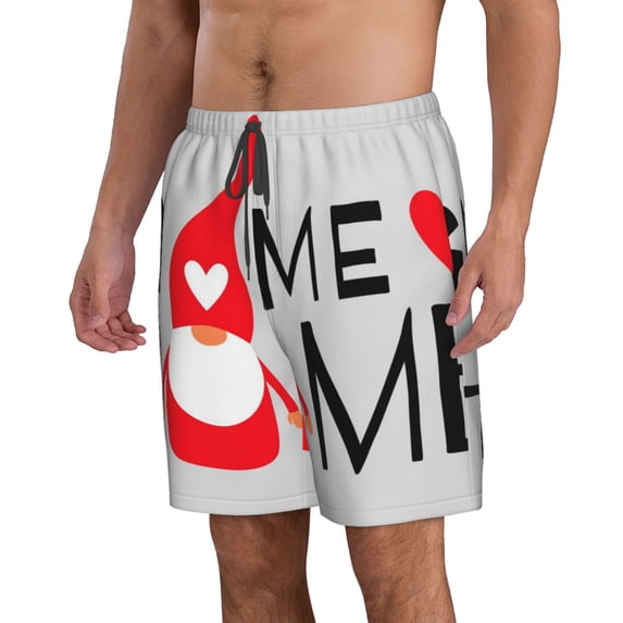 Uemuo Gnome Home With A Cute Gnome Pattern Men's Swim Trunks Hawaiian Beach Bathing Suit Swimsuits Beach Quick-Dry Shorts with Pockets-X-Large