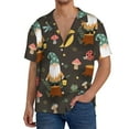 thumbnail image 1 of Uemuo Gnome Insect Frog Pattern Cotton Linen Short Sleeve Shirts,Casual Lightweight Button Down Shirts,Vacation Beach Summer Tops-Small, 1 of 7