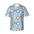 thumbnail image 1 of Uemuo Gnome Pool Party Printed Regular Fit Short Sleeve Casual Hawaiian Shirt for Men,Aloha shirt,Tropical shirt,Floral print shirt,Vacation Beach shirt-Small, 1 of 9