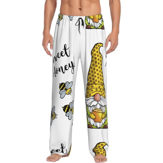Uemuo Gnome Sweet Honey Pattern Men's Wide Leg Palazzo Lounge Pants with Pockets Light Weight Loose Comfy Casual Pajama Pants-XX-Large