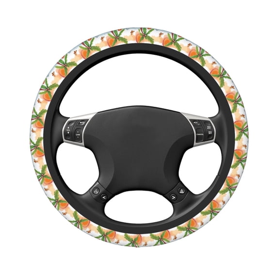 Uemuo Gnome and Surfing Printed Car Elastic Steering Wheel Cover - Universal Car Accessory for Diverse Cars Anti-Slip, and Comfortable- 15"
