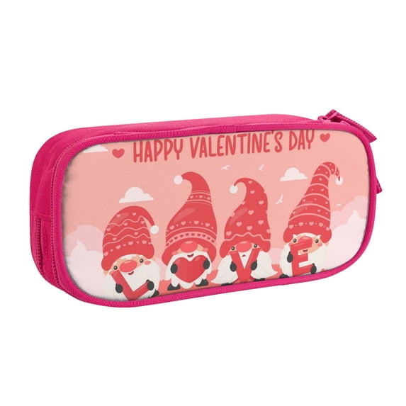 Uemuo Gnomes Hold The Letters LOVE Printed Pencil Pen Case, Portable Pencil Pouch with Zipper, Compact Stationery Bag Makeup Bag, Pencil Bag for Home Office