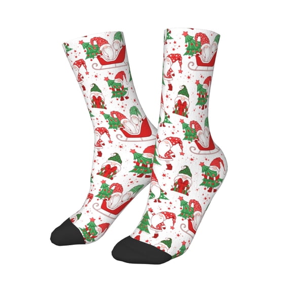 Uemuo Gnomes Merry Christmas Printed Kids Boys Socks Seamless Crew Socks Crazy Funny Athletic Sport Socks for Children