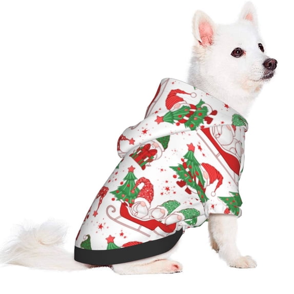 Uemuo Gnomes Merry Christmas for Winter Dog Hoodie Sweatshirts with Pockets Warm Dog Clothes for Small Dogs Chihuahua-Medium