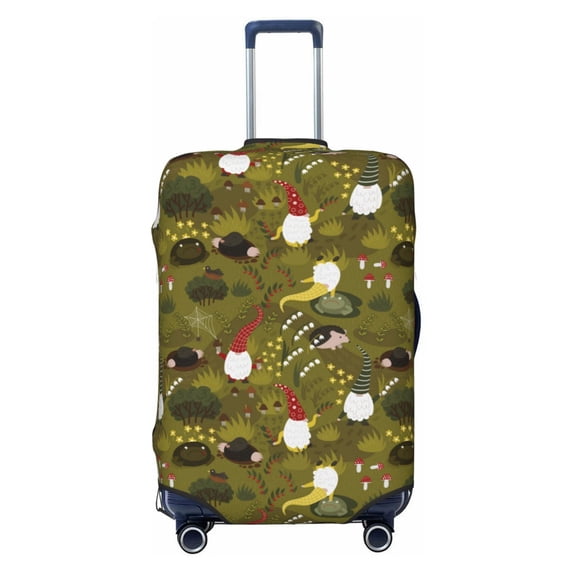 Uemuo Gnomes Playing in the Garden Printed Washable Luggage Cover - Fashion Suitcase Protector Fits 18-32 Inch Luggage -X-Large