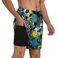 thumbnail image 1 of Uemuo Goal Time Pattern Mens Swim Trunks Quick Dry Board Shorts with Mesh Lining, Stretch Beach Shorts Quick Dry No-Chafing Board Shorts-, 1 of 9