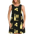 thumbnail image 1 of Uemuo Gold Bottles Pattern Women’s Sleeveless Dress – Casual Summer A-Line Dress, Stylish and Comfortable Sundress for Hot Weather, 1 of 7