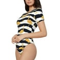thumbnail image 1 of Uemuo Gold Flamingo Pattern Women's One Piece Short Sleeve Swimsuit Rash Guard Surfing Modest Quick-drying Swimsuit Beach Essentials-Large, 1 of 9