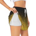 thumbnail image 1 of Uemuo Gold Glitter Gradient Pattern Women's Athletic Shorts High Waisted Running Shorts with Liner Pockets Gym Elastic Workout Shorts-XX-Large, 1 of 9