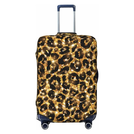 Uemuo Gold Glitter Leopard Printed Washable Luggage Cover - Fashion Suitcase Protector Fits 18-32 Inch Luggage -Small