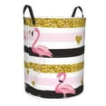 thumbnail image 1 of Uemuo Gold Glittering Hearts and Flamingos Pattern Circular Laundry Hamper Basket with handles,Collapsible laundry basket,Large capacity laundry hamper,Laundry Organizer-, 1 of 8