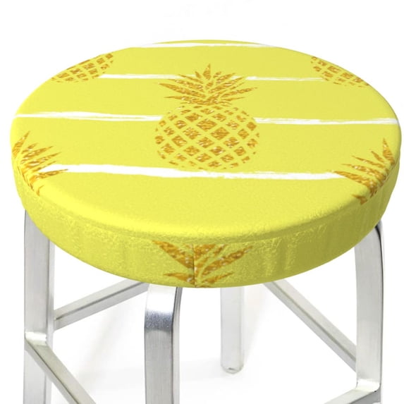 Uemuo Gold Pineapple Pattern Round Bar Stool Seat Covers Washable Stool Cushion Slipcover Elastic Bar Chair Covers-12 inch