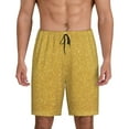 thumbnail image 1 of Uemuo Gold Shiny Pattern Men's Short Pajama Pants – Soft & Breathable Lounge Shorts, Elastic Waistband with Pockets, Lightweight Sleepwear for All-Season Comfort-4X-Large, 1 of 6