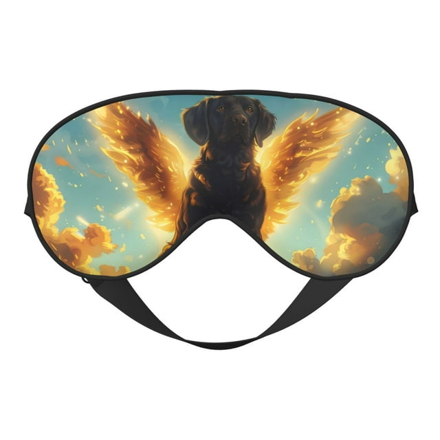 Uemuo Golden Cloud Winged Dog Pattern Sleep Eye Mask Light Blocking