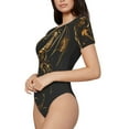 thumbnail image 1 of Uemuo Golden Dragon Tattoo Art Pattern Women's One Piece Short Sleeve Swimsuit Rash Guard Surfing Modest Quick-drying Swimsuit Beach Essentials-XX-Large, 1 of 9