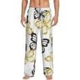 thumbnail image 1 of Uemuo Golden Glitter Butterflies Pattern Men's Wide Leg Palazzo Lounge Pants with Pockets Light Weight Loose Comfy Casual Pajama Pants-Small, 1 of 9