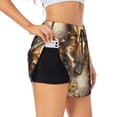 thumbnail image 1 of Uemuo Golden Horned White Dragon Pattern Women's Athletic Shorts High Waisted Running Shorts with Liner Pockets Gym Elastic Workout Shorts-Large, 1 of 9