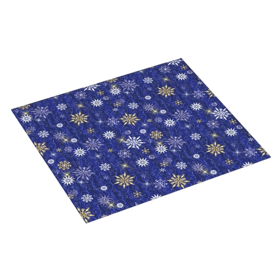 Uemuo Golden Snowflakes Royal Blue Pattern Dish Drying Mat,16*18 inch Absorbent Dish Drainer Kitchen Counter,Large Size Dish Drying Pad for Countertops,Sinks,Draining Racks