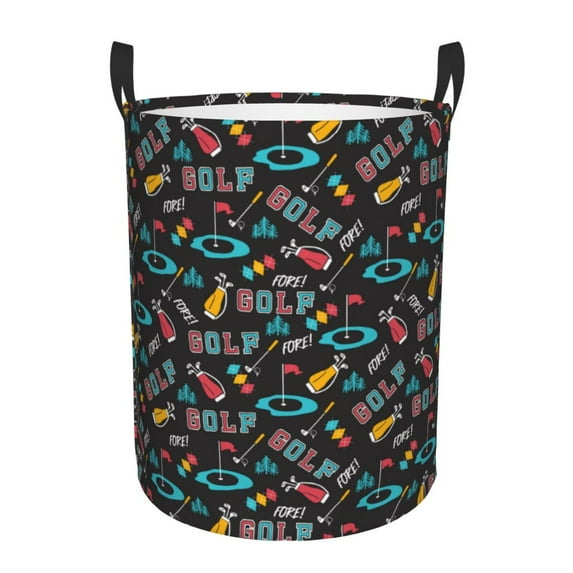 Uemuo Golf Accessories Pattern Circular Laundry Hamper Basket with handles,Collapsible laundry basket,Large capacity laundry hamper,Laundry Organizer-