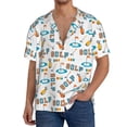 thumbnail image 1 of Uemuo Golfing Clubhouse Pattern Cotton Linen Short Sleeve Shirts,Casual Lightweight Button Down Shirts,Vacation Beach Summer Tops-X-Large, 1 of 5