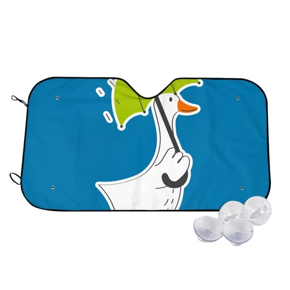 Uemuo Goose Holding an Umbrella Pattern Accordion Car Windshield Sun Shade, Foldable Reflective Sun Visor for Car, Reflector Windshield Sunshade-Medium
