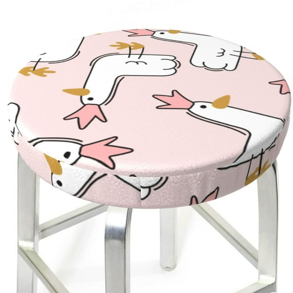 Uemuo Goose Queen Pattern Round Bar Stool Seat Covers Washable Stool Cushion Slipcover Elastic Bar Chair Covers-