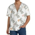 thumbnail image 1 of Uemuo Gray Rabbit Pattern Cotton Linen Short Sleeve Shirts,Casual Lightweight Button Down Shirts,Vacation Beach Summer Tops-Large, 1 of 7