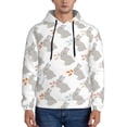 thumbnail image 1 of Uemuo Gray Rabbit Pattern Men's Hoodie - Casual Pullover Hoodie with Kangaroo Pocket, Stylish Hooded Sweatshirt for Everyday Wear-X-Large, 1 of 7
