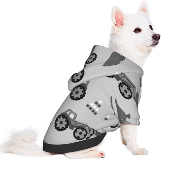 Uemuo Gray Tractor for Winter Dog Hoodie Sweatshirts with Pockets Warm Dog Clothes for Small Dogs Chihuahua-Small