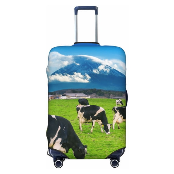 Uemuo Grazing Cows Mountain View Printed Washable Luggage Cover - Fashion Suitcase Protector Fits 18-32 Inch Luggage -Medium