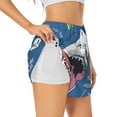 thumbnail image 1 of Uemuo Great White Shark Pattern Women's Athletic Shorts High Waisted Running Shorts with Liner Pockets Gym Elastic Workout Shorts-Medium, 1 of 9