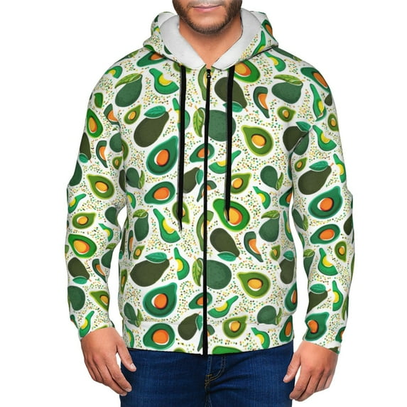 Uemuo Green Avocado (2) for Men's Fashion Full-zip Hoodies & Sweatshirts with Kangaroo Pocket, Zip-up Hooded Sweatshirt, Moisture Wicking & Breathable-Small
