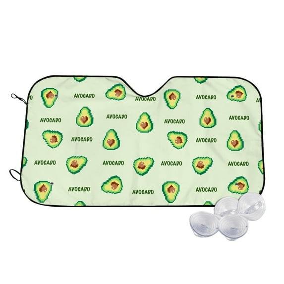 Uemuo Green Avocado Pattern Accordion Car Windshield Sun Shade, Foldable Reflective Sun Visor for Car, Reflector Windshield Sunshade-