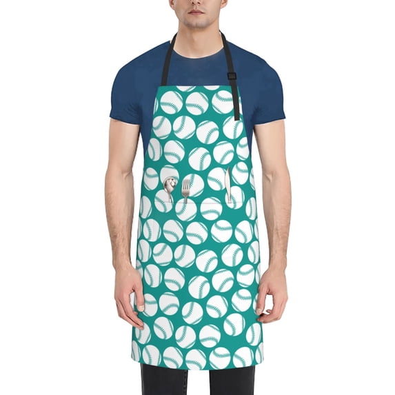 Uemuo Green Baseball Pattern Waterproof Apron Adjustable Dishwasher Apron- Apron for Women Men Heavy Duty Work Apron for Dishwashing Chemical Lab