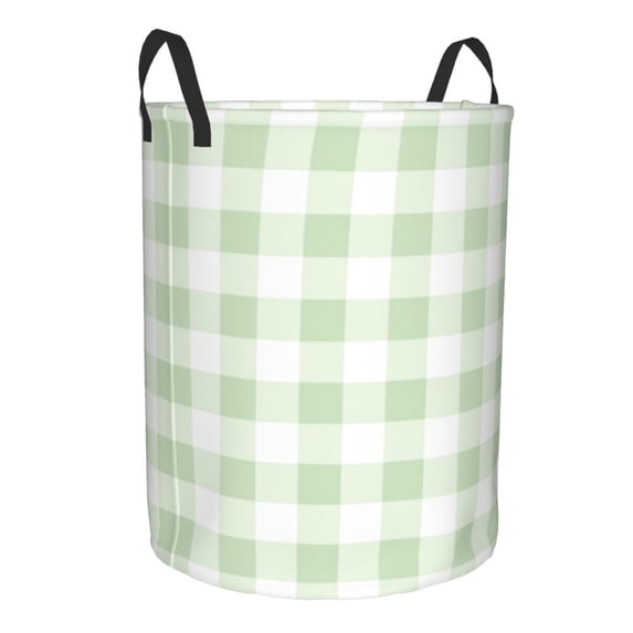 Uemuo Green Checkboard Pattern Circular Laundry Hamper Basket with handles,Collapsible laundry basket,Large capacity laundry hamper,Laundry Organizer-Small