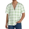 thumbnail image 1 of Uemuo Green Checkboard Pattern Cotton Linen Short Sleeve Shirts,Casual Lightweight Button Down Shirts,Vacation Beach Summer Tops-Medium, 1 of 7
