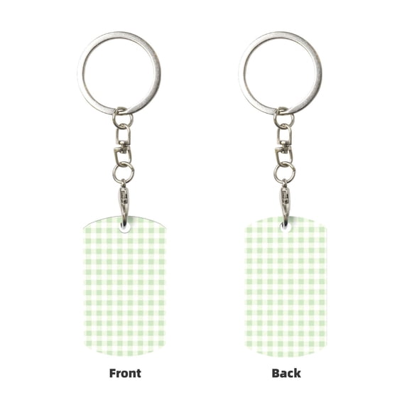 Uemuo Green Checkboard Pattern Rectangular Metal Keychain - Durable, Stylish, and Personalized Key Ring for Men and Women,Engraved Keychain,Gift Slim Sturdy Keychain